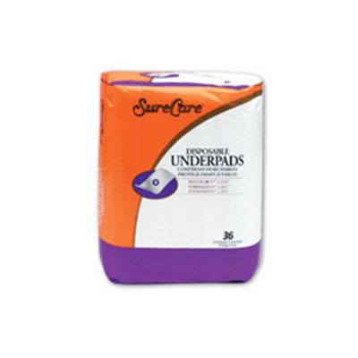 Kendall Surecare Underpads SureCare Underpads for incontinence, small 17x24inch 36ea (pack of 3)