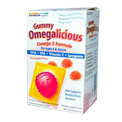 Rainbow Light Gummy Omegalicious Omega 3 Formula Sour Raspberry 30 Packets