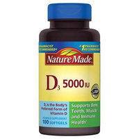 Pharmavite Llc Nature Made Vitamin D3 Dietary Supplement Softgels, 5000 I.U, 100 count