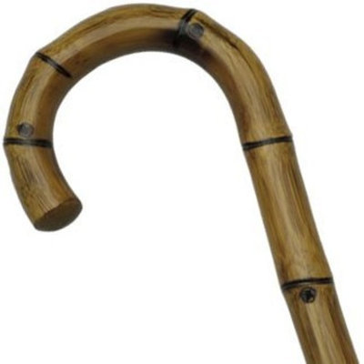 Harvy Men Crook Cane Simulated Bamboo Carving -Affordable Gift! Item #HAR-9006700