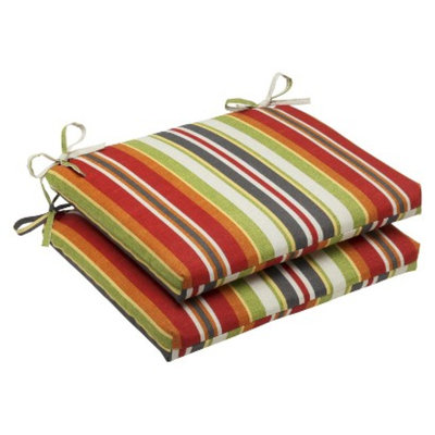 Pillow Perfect Outdoor 2-Piece Square Edge Seat Cushion Set - Roxen Stripe