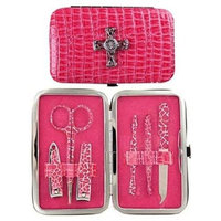 Manual Woodworkers & Weavers Pink Crocodile Manicure Set with decorative Cross Manual Woodworkers IMSTMP