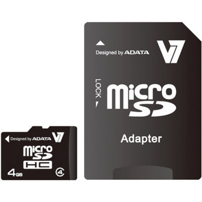 V7 4GB microSD Class 4 Memory Card With Adapter