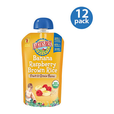 Earth's Best Organic Banana Raspberry Brown Rice Fruit & Grain Puree