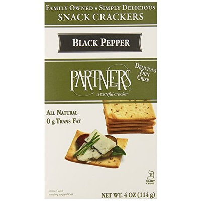 Partners All Natural Crackers, Cracked Black Pepper, 4-Ounce Boxes (Pack of 6)