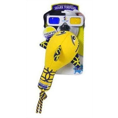 Romp! High Viz Shark Torpedo, Floating Fetch and Retriever Dog Toy