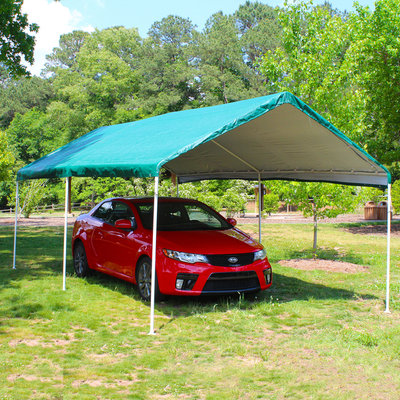 King Canopy Storage Building. 10 ft. W x 20 ft. D 6-Leg Universal Canopy in Green