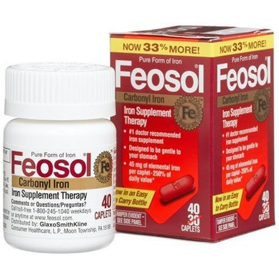 Feosol Carbonyl Iron Supplement Therapy, 40 Caplets (Pack of 2)