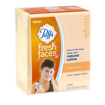 Puffs Fresh Faces Nose & Face Wipes, Fresh Scent, 45 ea