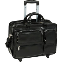 Mcklein McKlein 88445 17 inch Clinton Leather 2-in-1 Removable-Wheeled Laptop Case