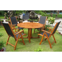 International Caravan Royal Tahiti Santiago 5-Piece Shorea Wood/Sling Patio Dining