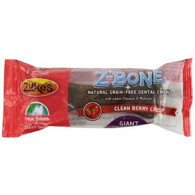 Zuke's Z-Bones Edible Grain-Free Dental Chews, Clean Berry Crisp, Giant 3.88-Ounce, Individually Wrapped Bone