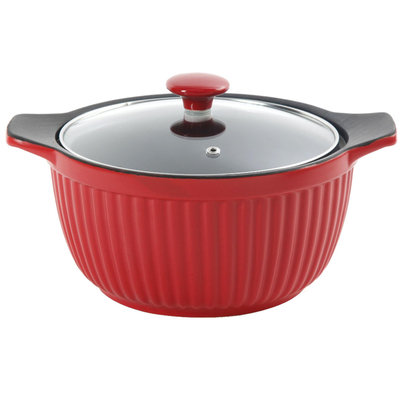 Gibson CP 3qt Ribbed Casserole Red