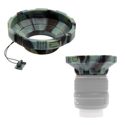 MADE Rubberized Camera Armor Lens Hood + Cap Leash (Camo) fits 52mm-77mm Lenses