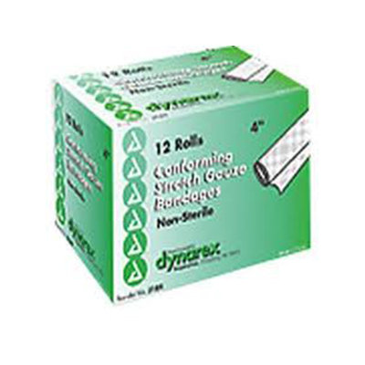 Dynarex Stretch Gauze Bandages, Non-Sterile, 4 x 4.1 yards, 4 Boxes of 12