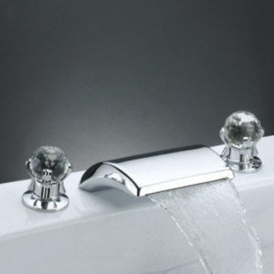 MAX Contemporary Widespread Bathroom Sink Faucet (Crystal Handles)