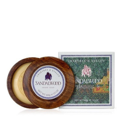 Crabtree & Evelyn Sandalwood Shave Soap in Wooden Bowl