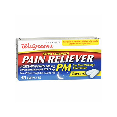 Walgreens Pain Reliever Pm Extra Strength Caplets
