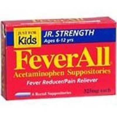 Alpharma FeverAll Acetaminophen Suppositories, Jr Strength Ages 6-12 Years 6 ea