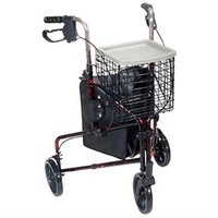 Drive Medical Walkers Three Wheel Rollator, Flame Red