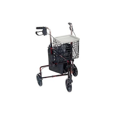 Drive Medical Walkers Three Wheel Rollator, Flame Red