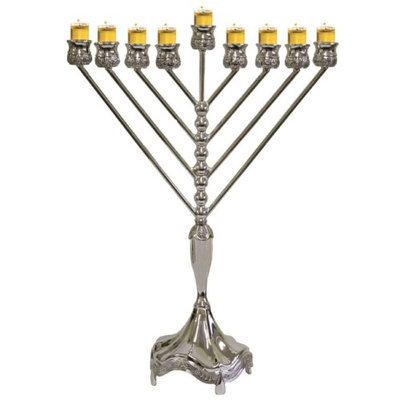 Artsy Casa Lamp Lighters Ultimate Judaica Menorah Silver Plated 18H