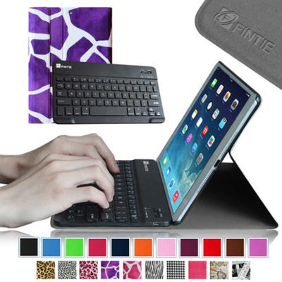 Fintie SmartShell Cover with Wireless Bluetooth Keyboard Case for Apple iPad Air / iPad 5, Giraffe Purple
