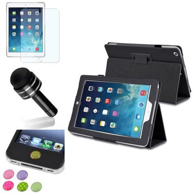 Insten INSTEN Black PU Leather Case Stand Cover+Protector/Pen/Sticker For Apple iPad Air 5 5th Gen