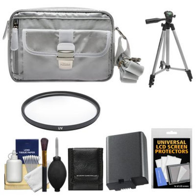 Nikon 1 Series Deluxe Digital Camera Case (Gray) with EN-EL21 Battery + UV Filter + Tripod + Accessory Kit for V2