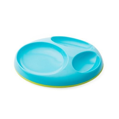 Boon Saucer Slip Resistant Plate, Blue and Green