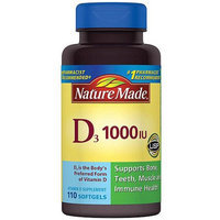 Pharmavite Llc Nature Made Vitamin D3 Dietary Supplement Softgels, 1000 I.U, 110 count