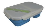 Eco Vessel Collapsible Silicone Double Compartment Lunchbox (BLUE)