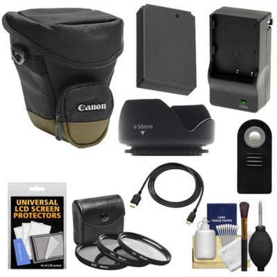 Canon Zoom Pack 1000 Digital SLR Camera Holster Case with LP-E12 Battery & Charger + 3 Filters + HDMI Cable + Remote + Hood + Accessory Kit for Rebel SL1