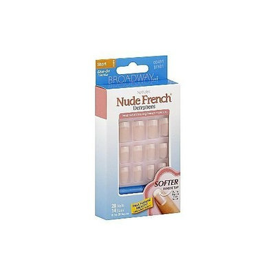 Kiss Broadway Nails Nude French Natural Deceptions Nail Kit, Short Length, Exposed, 28 Count