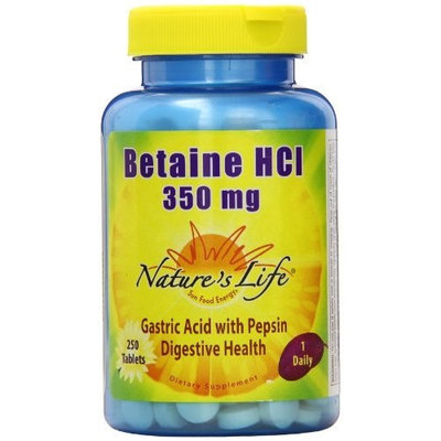Nature's Life Betaine HCL , 350 Mg, 250 Tablets