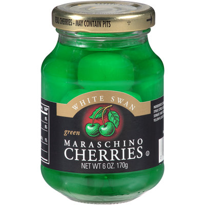 White Swan® Green Maraschino Cherries 6 oz. Jar