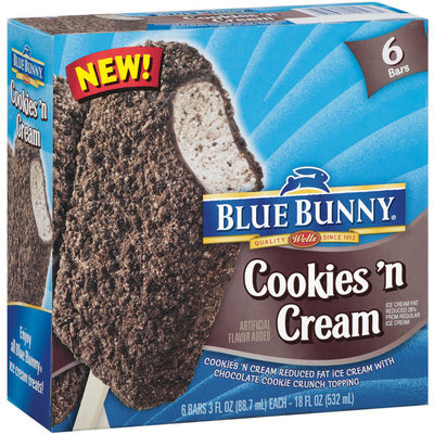 Blue Bunny® Cookies 'N Cream Ice Cream Bars 6 ct