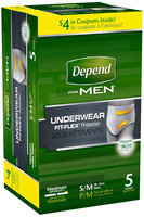 Depend® Fit-Flex™ Maximum Absorbency S/M for Men Underwear 5 ct Box