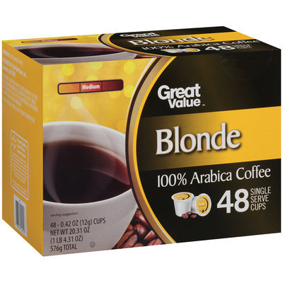 Great Value™ Blonde Medium 100% Arabica Coffee 48-0.42 oz. Cups