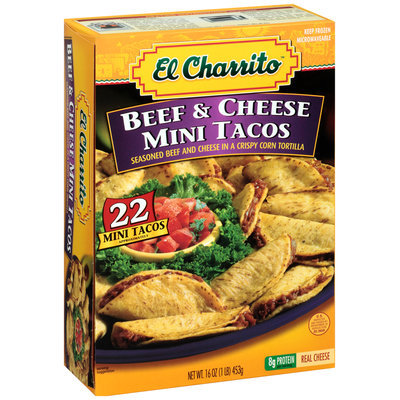 El Charrito™ Beef & Cheese Mini Tacos Frozen Dinner 22 ct Box
