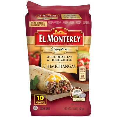 El Montery® Signature Shredded Steak & Three-Cheese Chimichangas 10 ct Bag