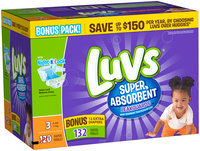 Luvs Super Absorbent Leakguards Diapers Size 3 Bonus Pack 132 count