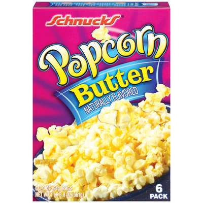 Schnucks Microwave Butter 3.3 Oz Bags Popcorn 6 Pk Box