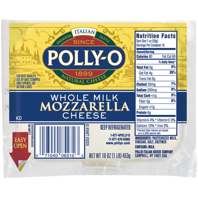 Polly-O Mozzarella Whole Milk Cheese 16 Oz Bag