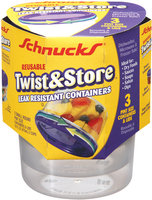 Schnucks Reusable Twist & Store Leak Resistant Pint Size Containers 3 Ct Sleeve
