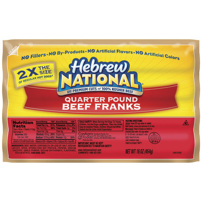 Hebrew National Beef Quarter Pound 4 Ct Franks 16 Oz Pack