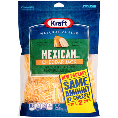 Kraft Shredded Mexican Style Cheddar Jack Cheese 8 oz. ZIP-PAK®