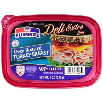 Plumrose® Deli Extra Thin Oven Roasted Turkey Breast 9 oz. Tub.