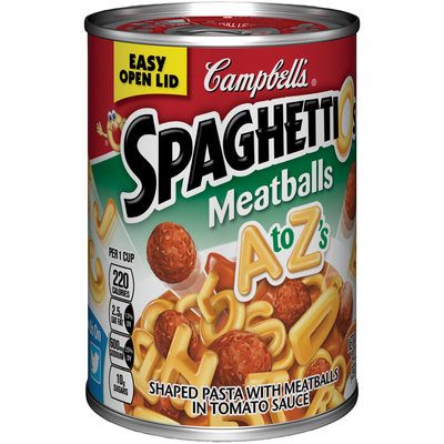 Campbell's SpaghettiOs A to Z's Shaped Pasta with Meatballs in Tomato Sauce