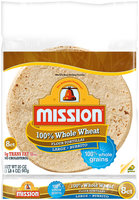 Mission® 100% Whole Wheat Burrito Flour Tortillas 8 ct bag